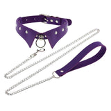 Maxbell Punk Collar Choker Adjustable Vingate PU Leather O Ring Choker Necklace purple
