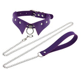 Maxbell Punk Collar Choker Adjustable Vingate PU Leather O Ring Choker Necklace purple