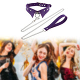 Maxbell Punk Collar Choker Adjustable Vingate PU Leather O Ring Choker Necklace purple