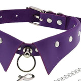 Maxbell Punk Collar Choker Adjustable Vingate PU Leather O Ring Choker Necklace purple
