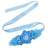 Maxbell Maternity Sash with Corsage Pin Set Floral Pattern for Gender Reveal Parties Blue