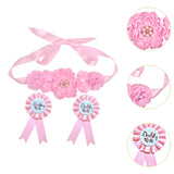 Maxbell Maternity Sash with Corsage Pin Set Floral Pattern for Gender Reveal Parties Pink