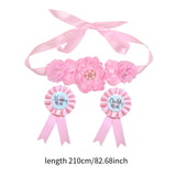 Maxbell Maternity Sash with Corsage Pin Set Floral Pattern for Gender Reveal Parties Pink