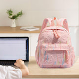 Maxbell Kids Backpack Chic Large Capacity Book Bag for Middle High School Boys Girls Pink