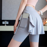 Maxbell Tennis Skirt with Pockets Gyjm Fitness Soft Beach Women's Pleated Skirt L Grey