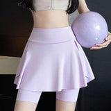 Maxbell Tennis Skirt with Pockets Gyjm Fitness Soft Beach Women's Pleated Skirt L Purple