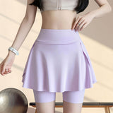 Maxbell Tennis Skirt with Pockets Gyjm Fitness Soft Beach Women's Pleated Skirt XL Purple