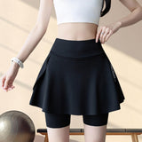 Maxbell Tennis Skirt with Pockets Gyjm Fitness Soft Beach Women's Pleated Skirt L Black