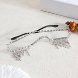 Maxbell Rhinestone Half Glasses Frame Decorative Eyeglasses for Club Event Birthday, Silver