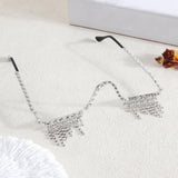 Maxbell Rhinestone Half Glasses Frame Decorative Eyeglasses for Club Event Birthday, Silver