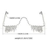 Maxbell Rhinestone Half Glasses Frame Decorative Eyeglasses for Club Event Birthday, Silver