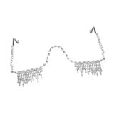 Maxbell Rhinestone Half Glasses Frame Decorative Eyeglasses for Club Event Birthday, Silver