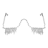 Maxbell Rhinestone Half Glasses Frame Decorative Eyeglasses for Club Event Birthday, Silver