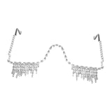 Maxbell Rhinestone Half Glasses Frame Decorative Eyeglasses for Club Event Birthday, Silver