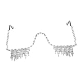 Maxbell Rhinestone Half Glasses Frame Decorative Eyeglasses for Club Event Birthday, Silver