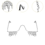 Maxbell Rhinestone Half Glasses Frame Decorative Eyeglasses for Club Event Birthday, Silver