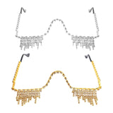 Maxbell Rhinestone Half Glasses Frame Decorative Eyeglasses for Club Event Birthday, Silver
