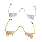 Maxbell Rhinestone Half Glasses Frame Decorative Eyeglasses for Club Event Birthday, Silver