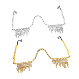 Maxbell Rhinestone Half Glasses Frame Decorative Eyeglasses for Club Event Birthday, Silver
