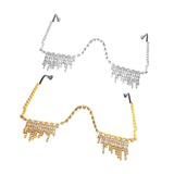 Maxbell Rhinestone Half Glasses Frame Decorative Eyeglasses for Club Event Birthday, Silver