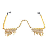 Maxbell Rhinestone Half Glasses Frame Decorative Eyeglasses for Club Event Birthday, Gold