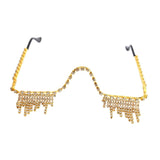 Maxbell Rhinestone Half Glasses Frame Decorative Eyeglasses for Club Event Birthday, Gold