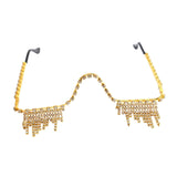 Maxbell Rhinestone Half Glasses Frame Decorative Eyeglasses for Club Event Birthday, Gold