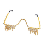 Maxbell Rhinestone Half Glasses Frame Decorative Eyeglasses for Club Event Birthday, Gold