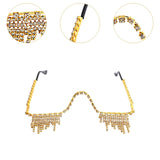 Maxbell Rhinestone Half Glasses Frame Decorative Eyeglasses for Club Event Birthday, Gold