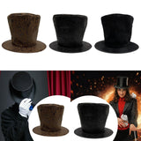 Maxbell Extra Tall Top Hat Nightclub Holiday Role Playing Classic Party Magician Hat Brown Suede