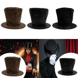 Maxbell Extra Tall Top Hat Nightclub Holiday Role Playing Classic Party Magician Hat Brown Suede