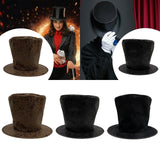 Maxbell Extra Tall Top Hat Nightclub Holiday Role Playing Classic Party Magician Hat Brown Suede