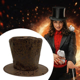 Maxbell Extra Tall Top Hat Nightclub Holiday Role Playing Classic Party Magician Hat Brown Suede