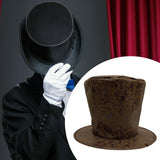 Maxbell Extra Tall Top Hat Nightclub Holiday Role Playing Classic Party Magician Hat Brown Suede