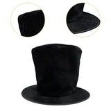 Maxbell Extra Tall Top Hat Nightclub Holiday Role Playing Classic Party Magician Hat Black Velvet