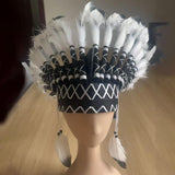 Maxbell Indian Hat Lightweight Gift Headpiece for Party Stage Performance Dance Show Black White