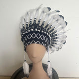 Maxbell Indian Hat Lightweight Gift Headpiece for Party Stage Performance Dance Show Black White