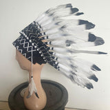 Maxbell Indian Hat Lightweight Gift Headpiece for Party Stage Performance Dance Show Black White