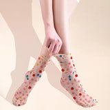 Maxbell Womens Socks 5 Pairs Cool Comfortable Breathable Mid Calf Flower Transparent