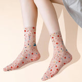 Maxbell Womens Socks 5 Pairs Cool Comfortable Breathable Mid Calf Flower Transparent