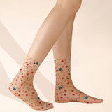 Maxbell Womens Socks 5 Pairs Cool Comfortable Breathable Mid Calf Flower Transparent