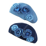 Maxbell Women Beret Hat Vintage Cool Costume Accessories for Trip Vacation Traveling Light Blue