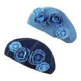 Maxbell Women Beret Hat Vintage Cool Costume Accessories for Trip Vacation Traveling Light Blue