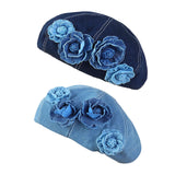 Maxbell Women Beret Hat Vintage Cool Costume Accessories for Trip Vacation Traveling Light Blue