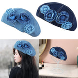 Maxbell Women Beret Hat Vintage Cool Costume Accessories for Trip Vacation Traveling Light Blue