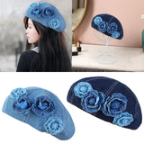 Maxbell Women Beret Hat Vintage Cool Costume Accessories for Trip Vacation Traveling Light Blue