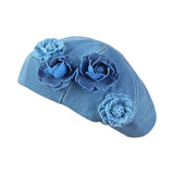 Maxbell Women Beret Hat Vintage Cool Costume Accessories for Trip Vacation Traveling Light Blue