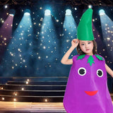Maxbell Kids Fruit Costume Cosplay Children Clothing for Children's Day Themed Party Eggplant