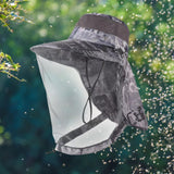 Maxbell Beekeeping Hat Net Beekeeper Fisherman Hat for Camping Gardening Backpacking Grey