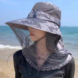Maxbell Beekeeping Hat Net Beekeeper Fisherman Hat for Camping Gardening Backpacking Grey